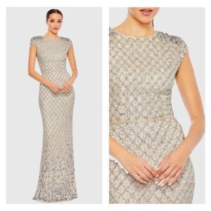 Mac Duggal 5642 NWT EMBELLISHED CRYSTAL CAP SLEEVE COLUMN GOWN